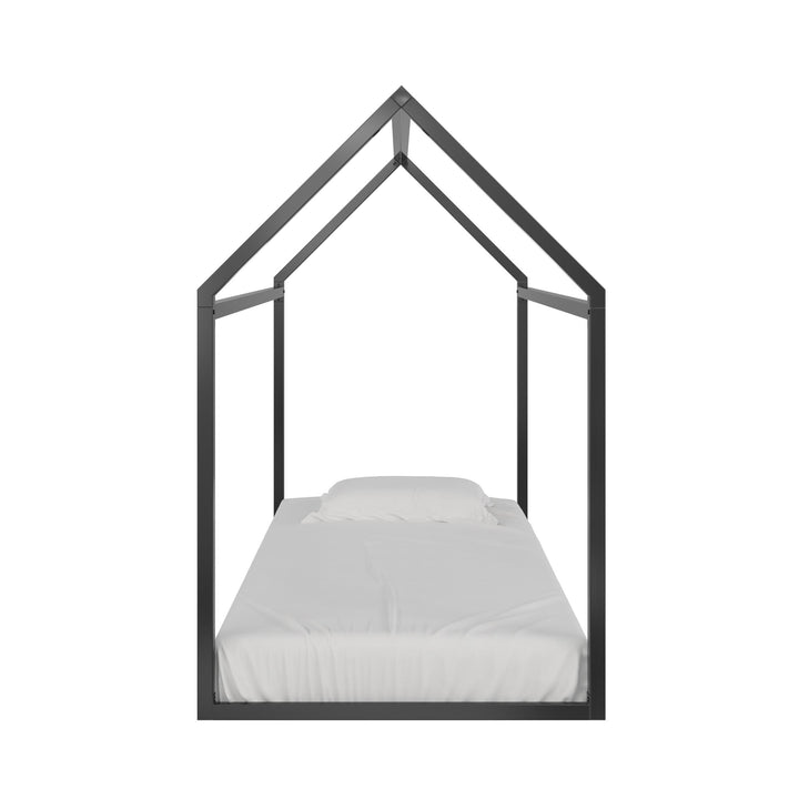 Skyler Metal Montessori House Bed - Black - Twin