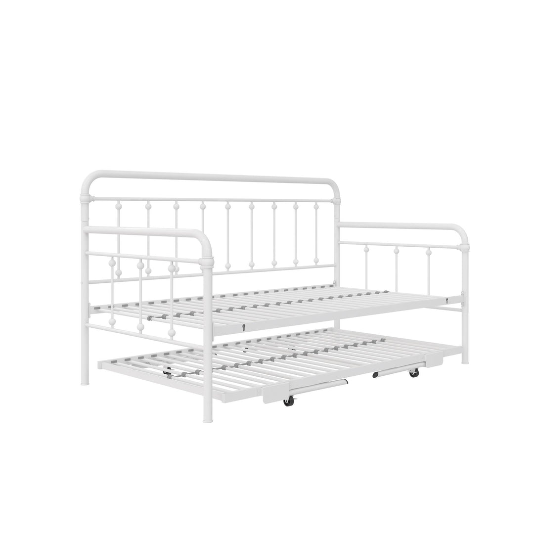 Locky Metal Daybed with Pop Up Trundle Bed - White - Twin-Over-Twin