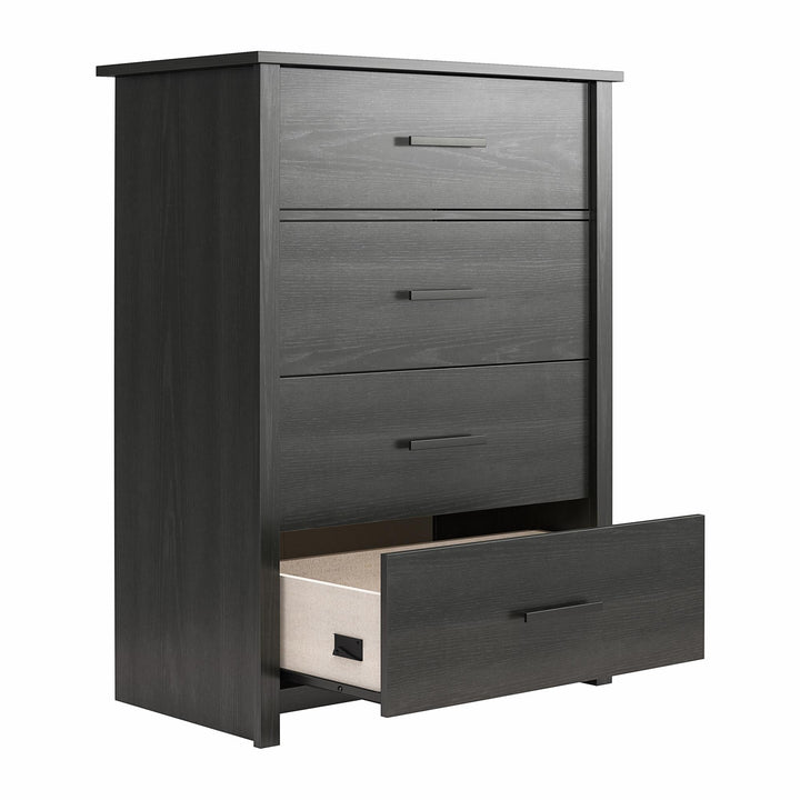 Brookshore Tall 4-Drawer Dresser - Black Oak - 4 Drawer