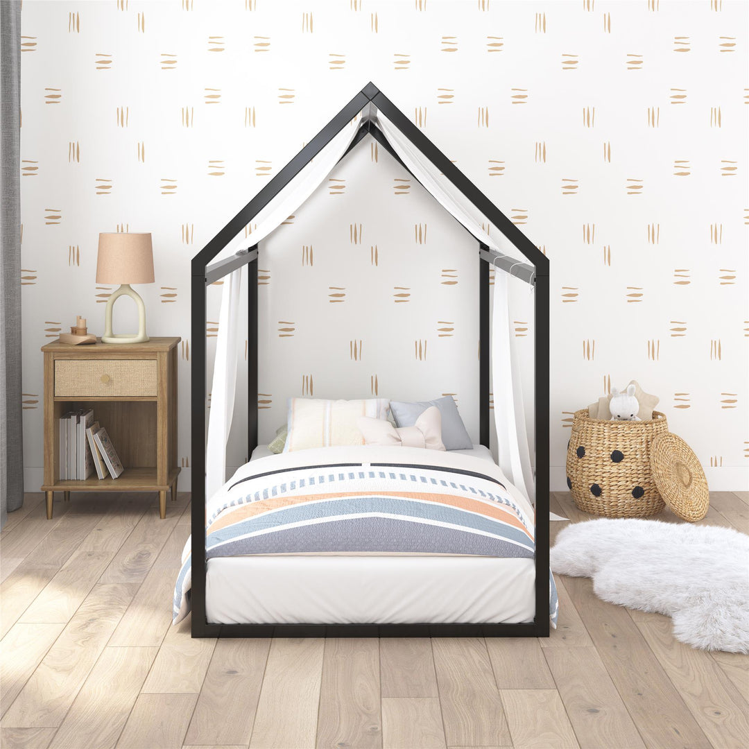 Skyler Metal Montessori House Bed - Black - Twin