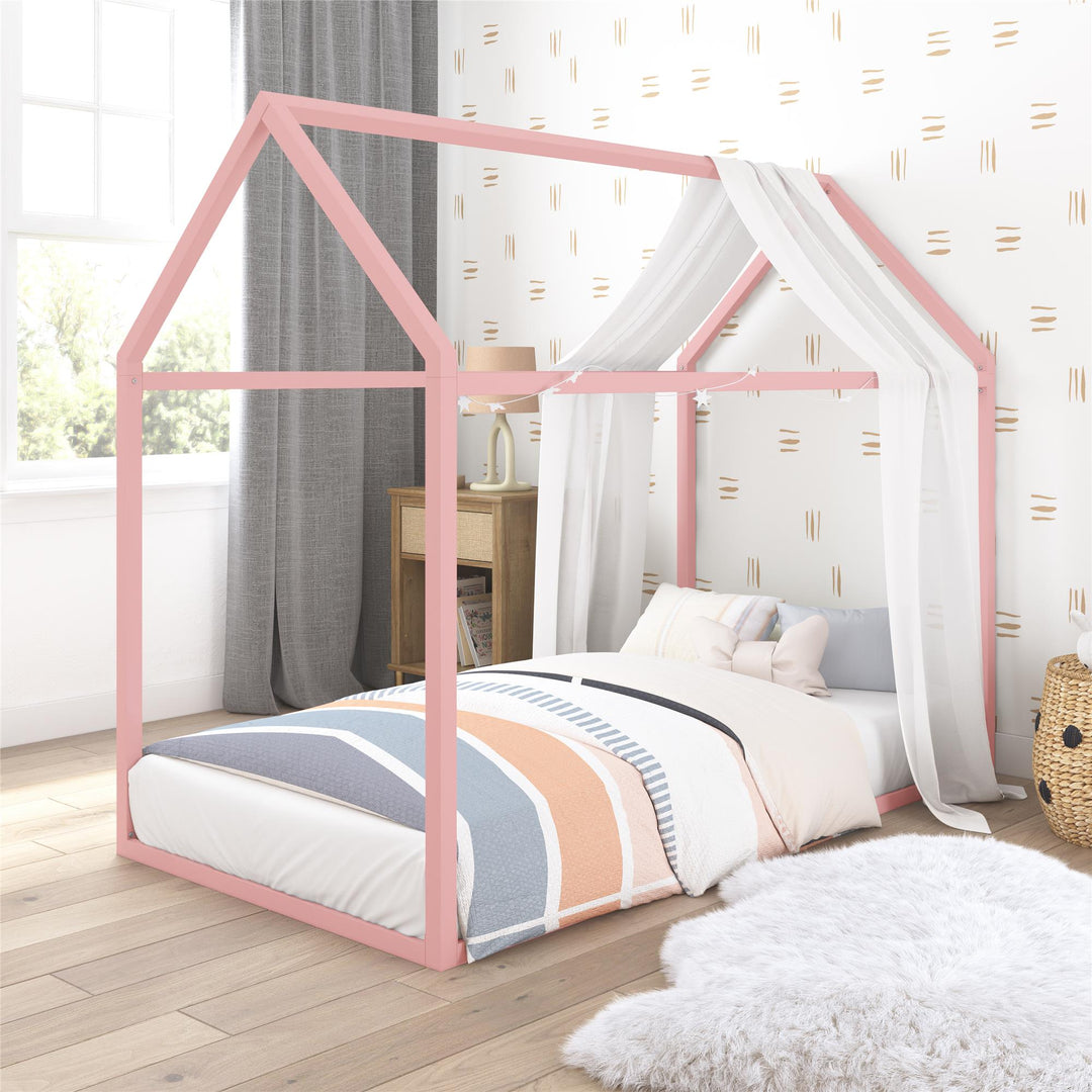 Skyler Metal Montessori House Bed - Blush - Twin