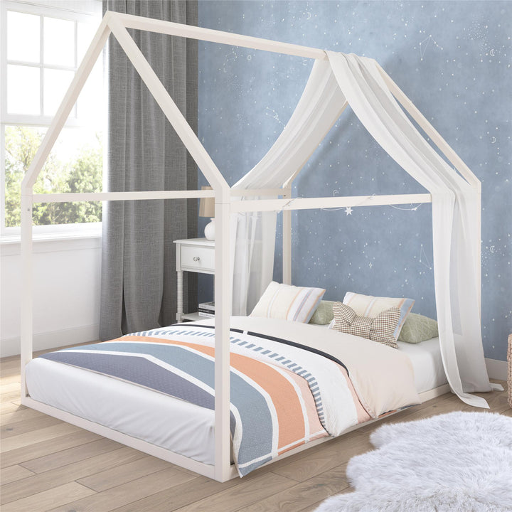 Skyler Metal Montessori House Bed - Off White - Full