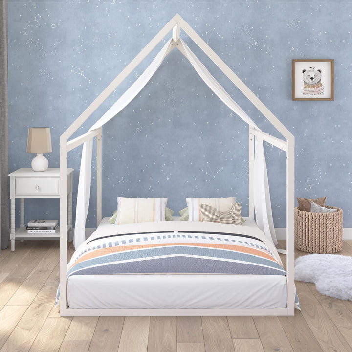Skyler Metal Montessori House Bed - Off White - Full