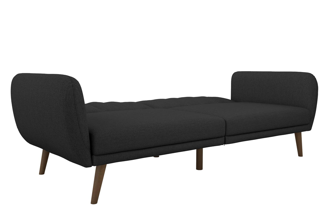 Brittany Futon with Vertical Channel Tufting and Curved Armrests - Dark Gray