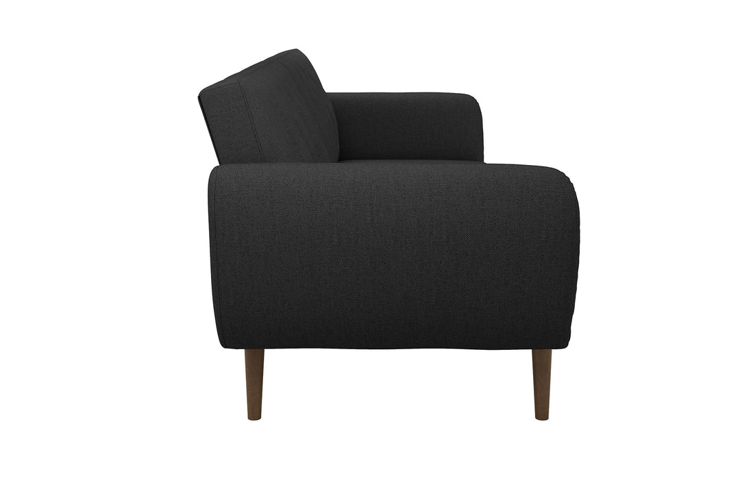 Brittany Futon with Vertical Channel Tufting and Curved Armrests - Dark Gray