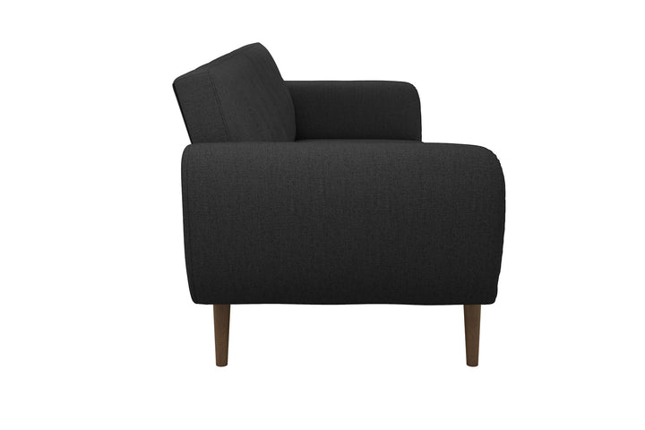 Brittany Futon with Vertical Channel Tufting and Curved Armrests - Dark Gray