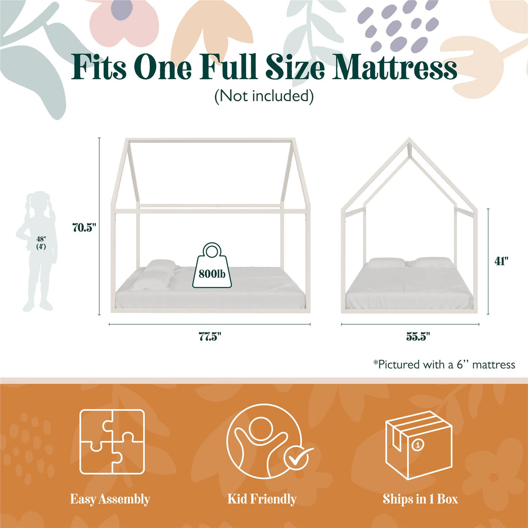 Skyler Metal Montessori House Bed - Off White - Full