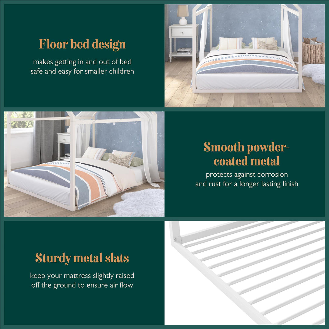 Skyler Metal Montessori House Bed - Off White - Full