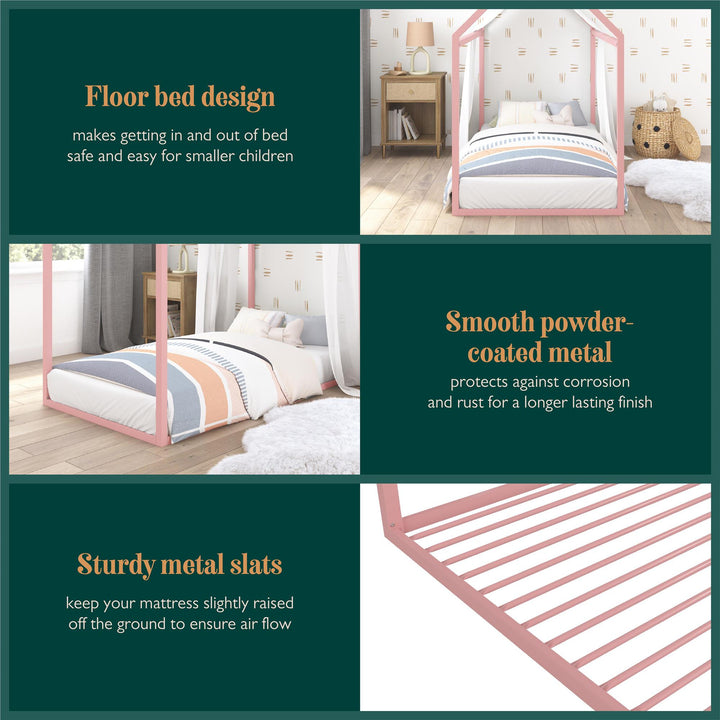 Skyler Metal Montessori House Bed - Blush - Twin