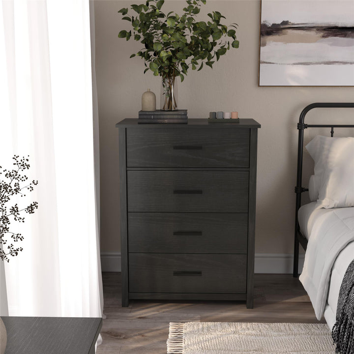 Brookshore Tall 4-Drawer Dresser - Black Oak - 4 Drawer