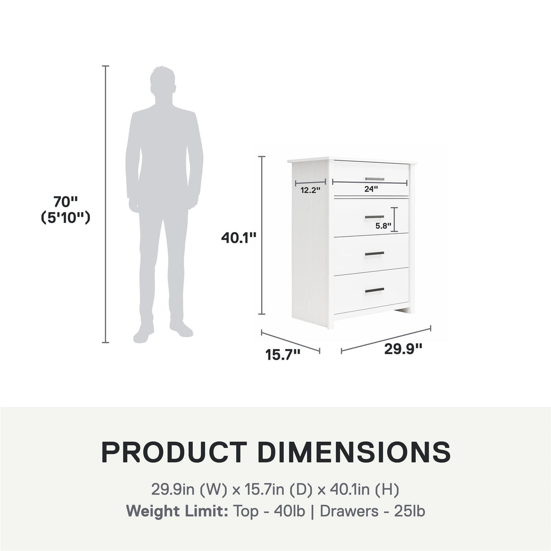 Brookshore Tall 4-Drawer Dresser - White - 4 Drawer