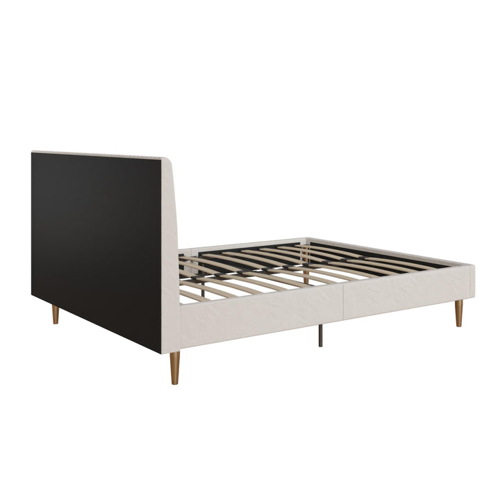Daphne Velvet Upholstered Bed with Channel Tufted Headboard - Ivory - Full