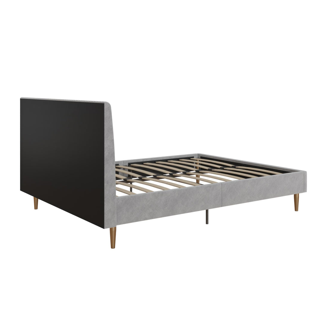 Daphne Velvet Upholstered Bed with Channel Tufted Headboard - Light Gray - Full
