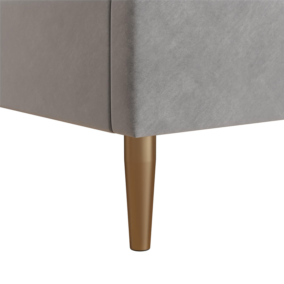 Daphne Velvet Upholstered Bed with Channel Tufted Headboard - Light Gray - Full