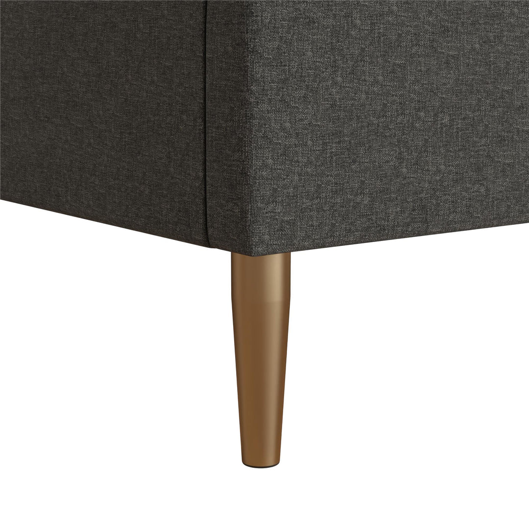 Daphne Velvet Upholstered Bed with Channel Tufted Headboard - Dark Gray - Queen
