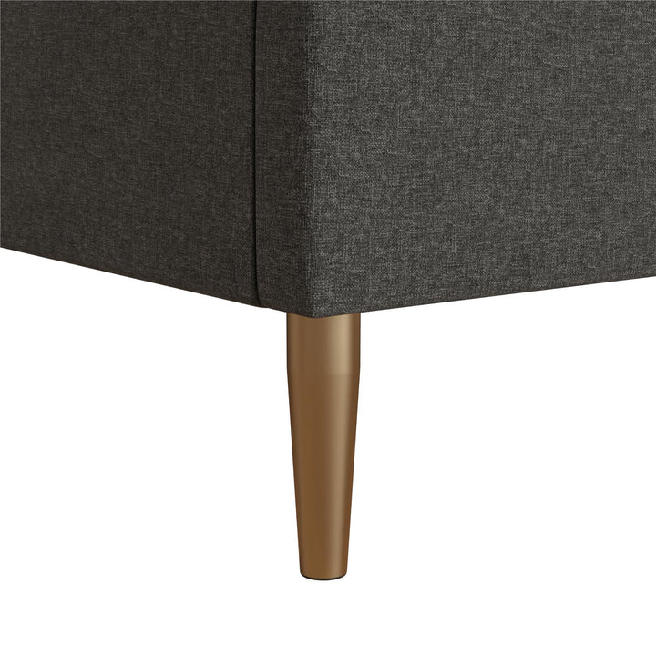 Daphne Velvet Upholstered Bed with Channel Tufted Headboard - Dark Gray - Queen