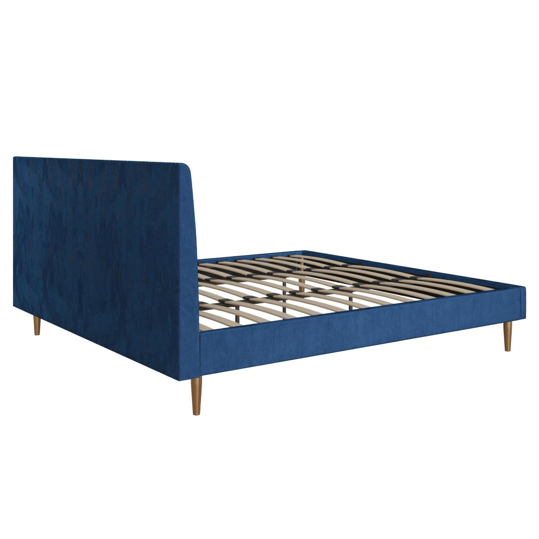 Daphne Velvet Upholstered Bed with Channel Tufted Headboard - Blue - King