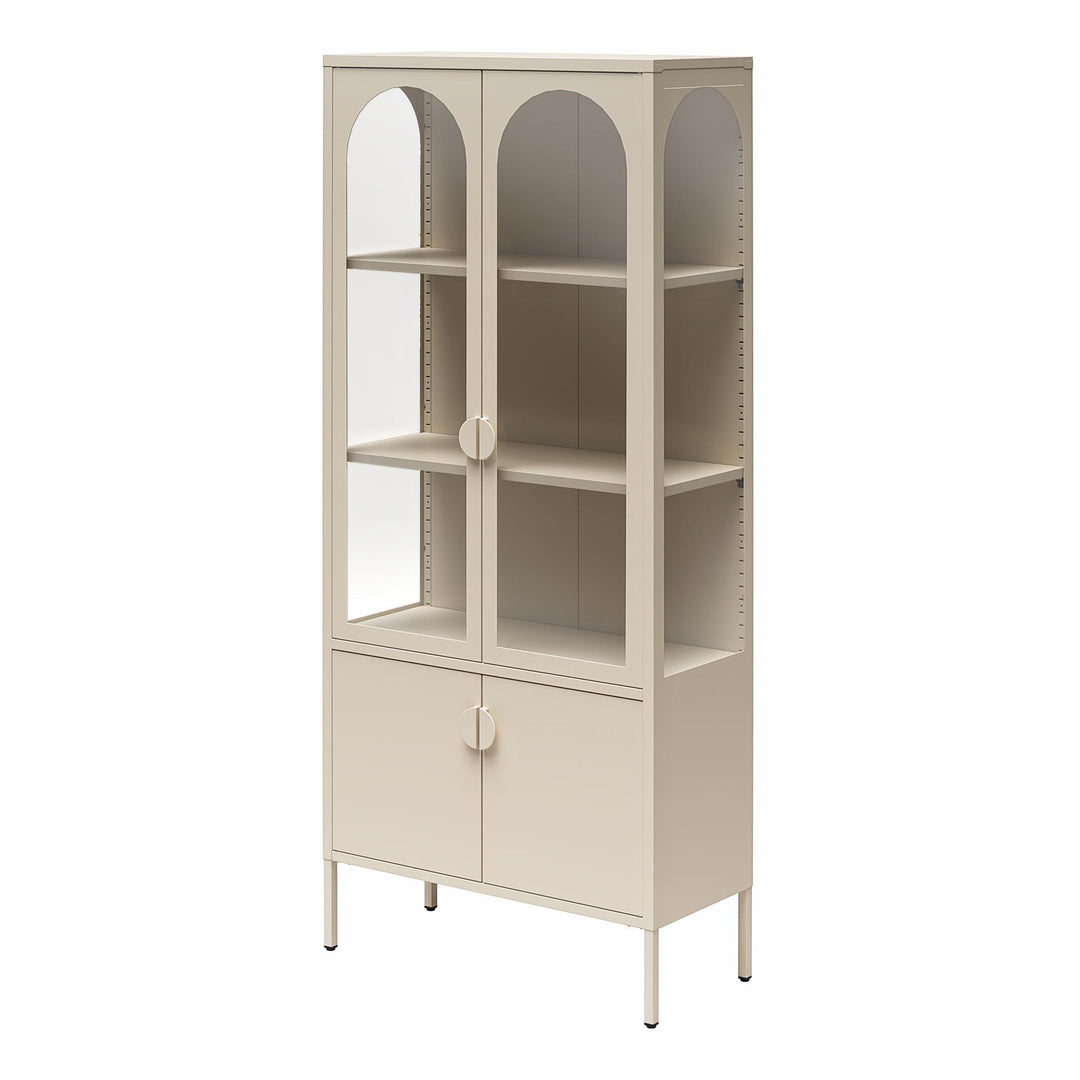Chloe Tall Metal Display Cabinet with 2 Arched Glass Doors - Parchment - Tall