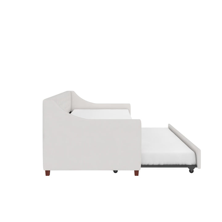 Her Majesty Upholstered Daybed and Trundle - Ivory - Twin