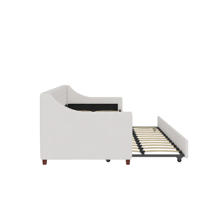 Her Majesty Upholstered Daybed and Trundle - Ivory - Twin