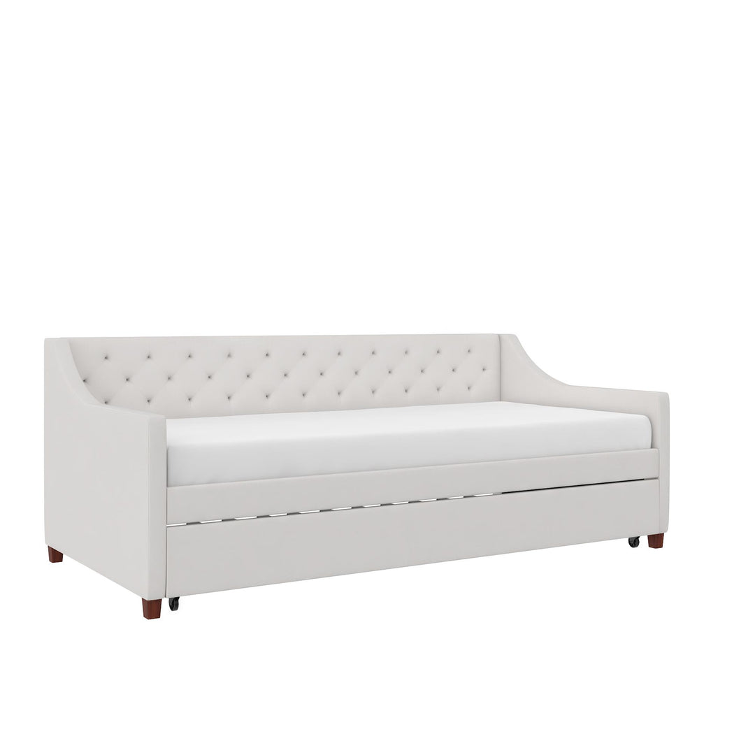 Her Majesty Upholstered Daybed and Trundle - Ivory - Twin