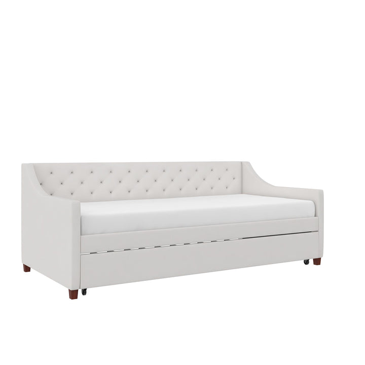 Her Majesty Upholstered Daybed and Trundle - Ivory - Twin
