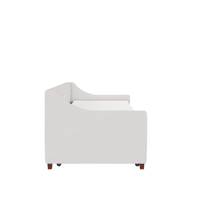 Her Majesty Upholstered Daybed and Trundle - Ivory - Twin