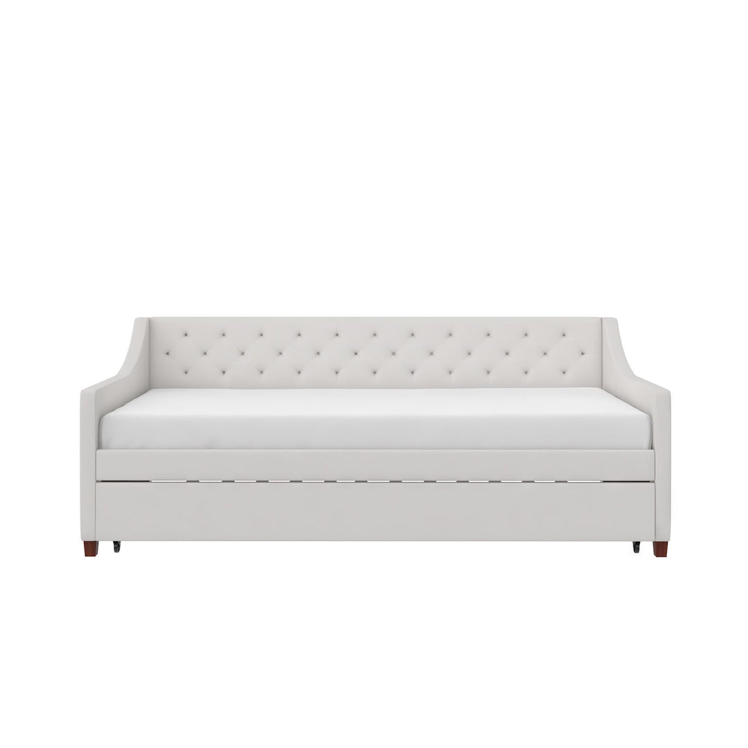 Her Majesty Upholstered Daybed and Trundle - Ivory - Twin