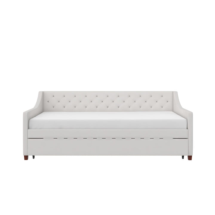 Her Majesty Upholstered Daybed and Trundle - Ivory - Twin