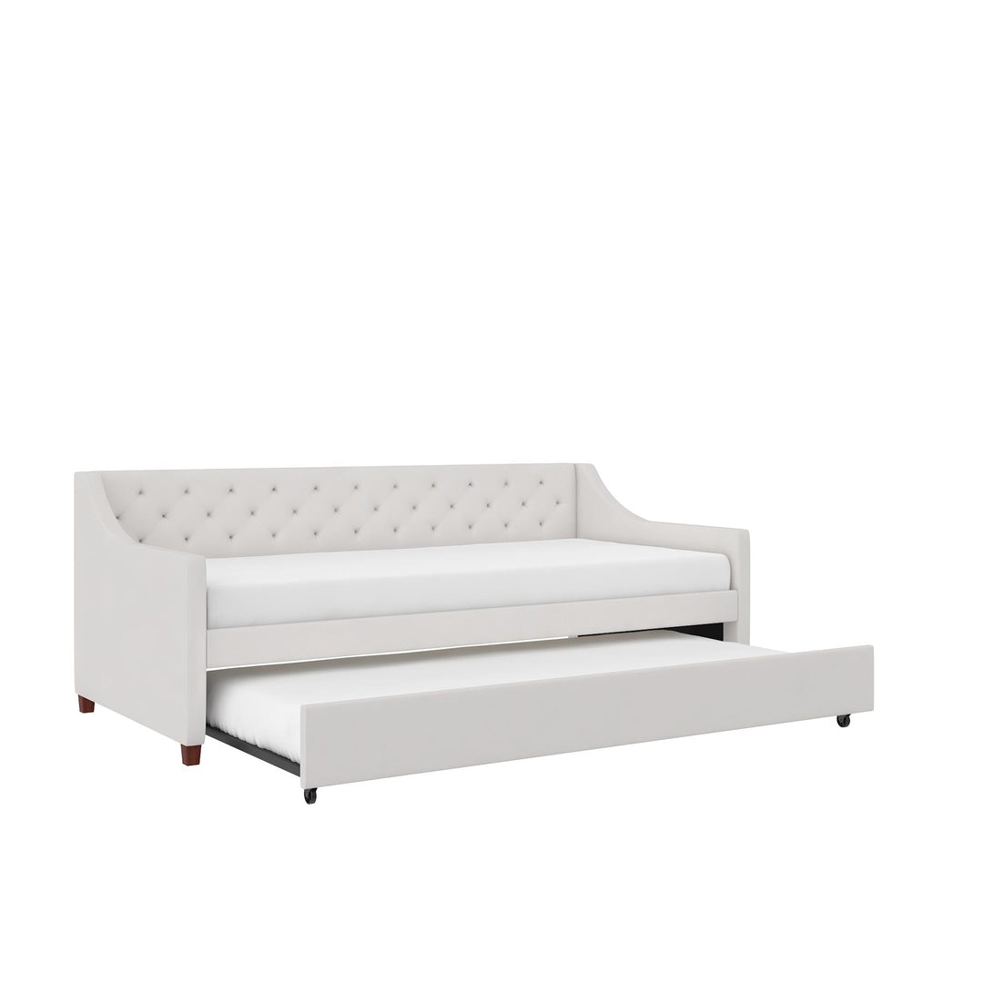 Her Majesty Upholstered Daybed and Trundle - Ivory - Twin
