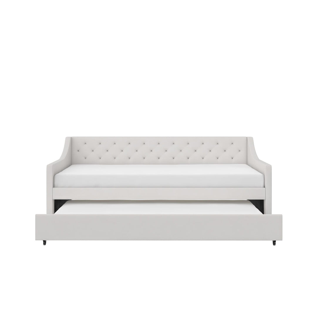 Her Majesty Upholstered Daybed and Trundle - Ivory - Twin