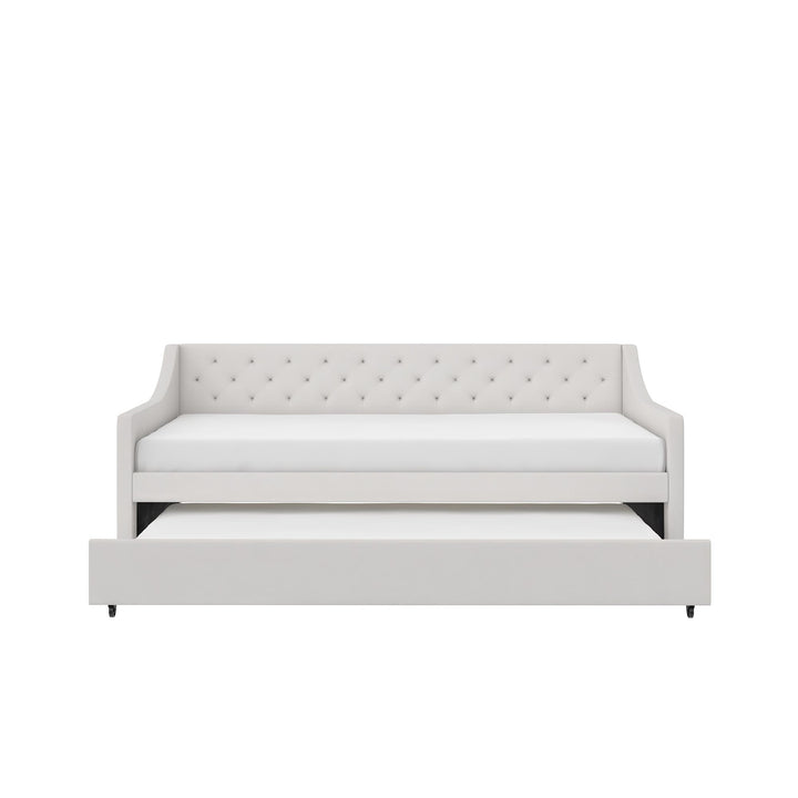 Her Majesty Upholstered Daybed and Trundle - Ivory - Twin