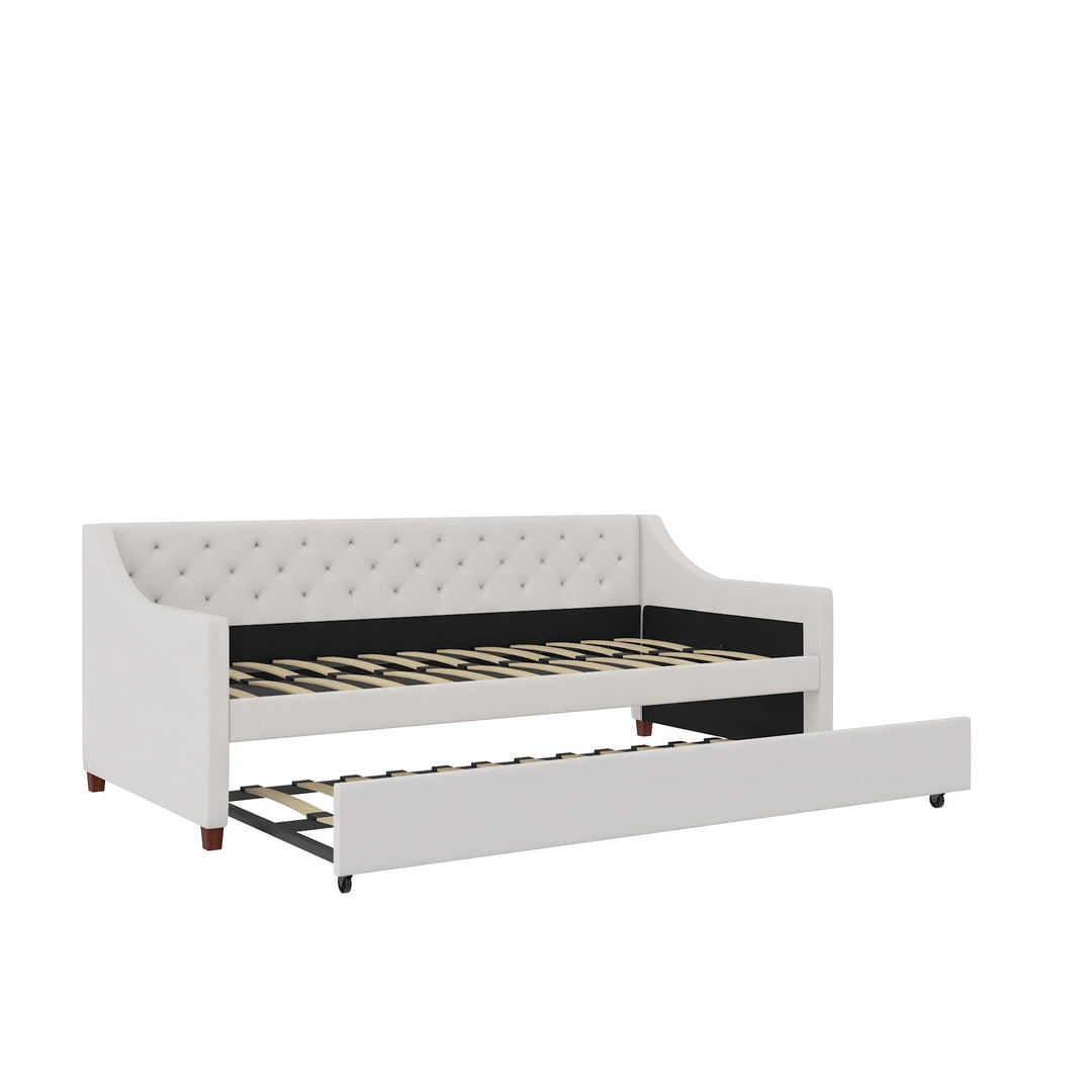 Her Majesty Upholstered Daybed and Trundle - Ivory - Twin