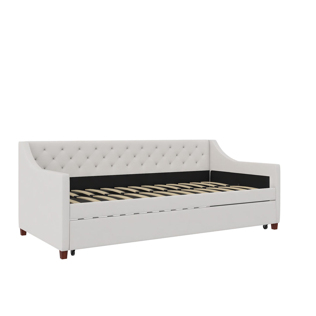 Her Majesty Upholstered Daybed and Trundle - Ivory - Twin