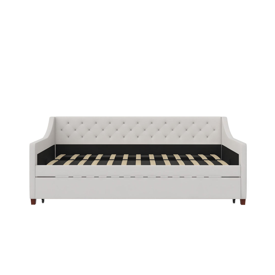 Her Majesty Upholstered Daybed and Trundle - Ivory - Twin