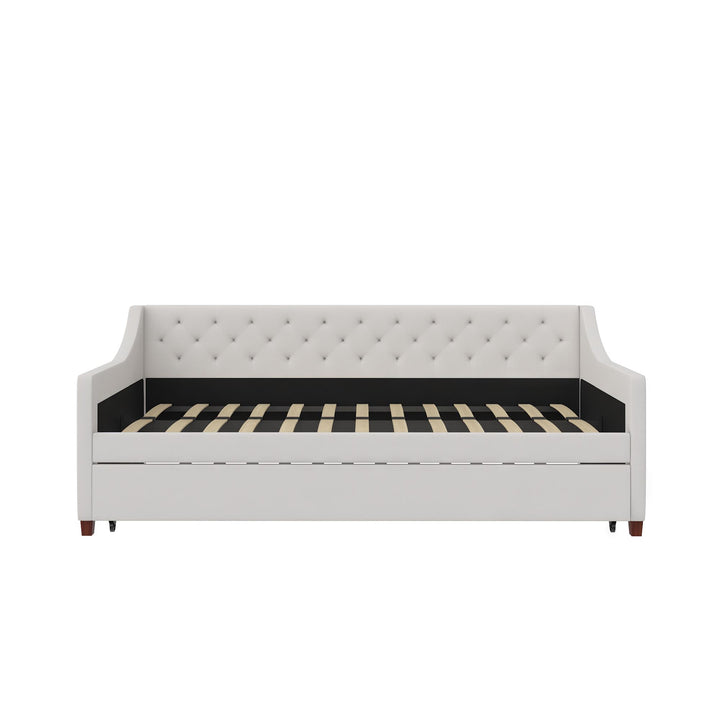 Her Majesty Upholstered Daybed and Trundle - Ivory - Twin