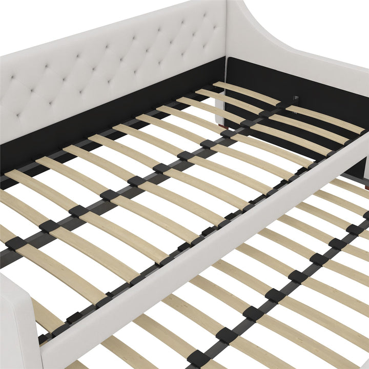 Her Majesty Upholstered Daybed and Trundle - Ivory - Twin