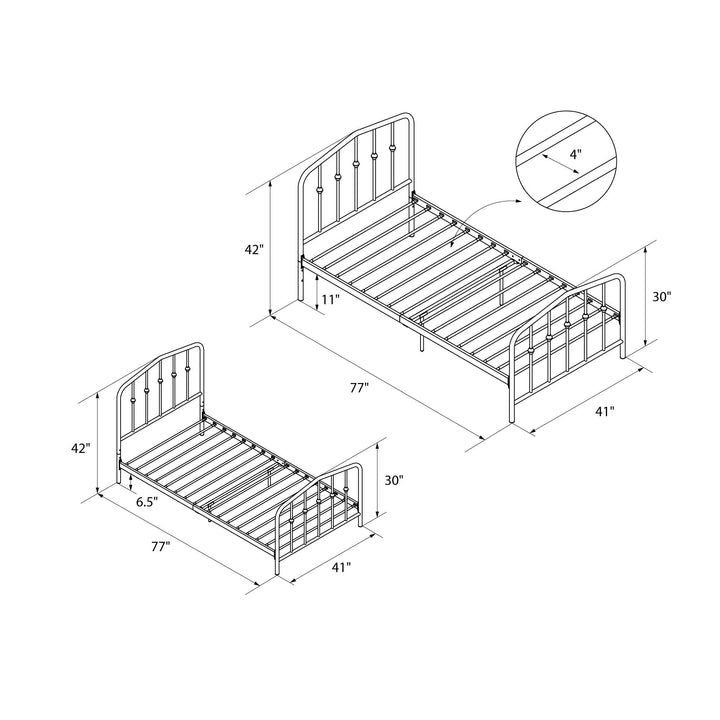 Bushwick Metal Platform Bed - Off White - Twin