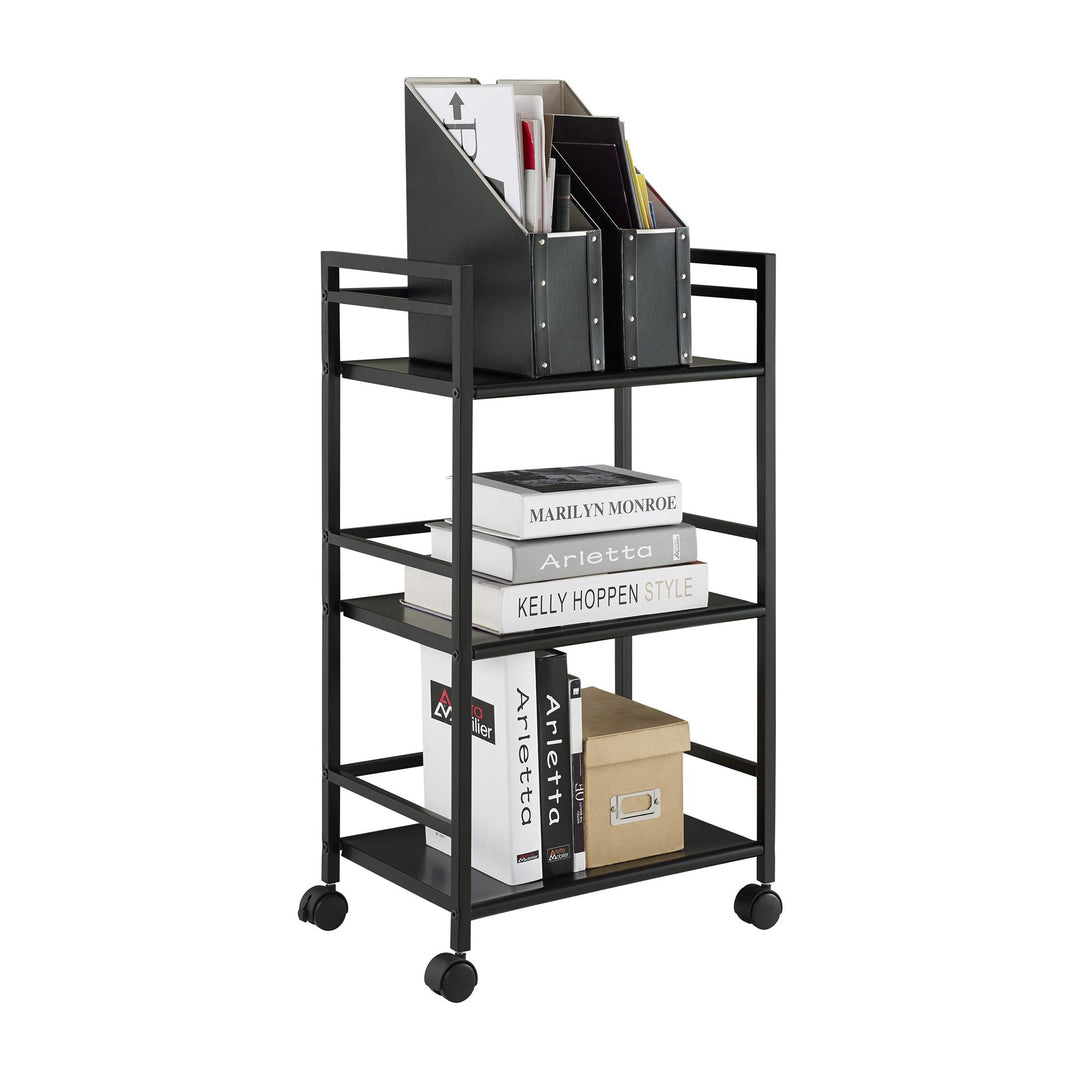 Marshall 3 Shelf Industrial Metal Rolling Utility Cart - Black