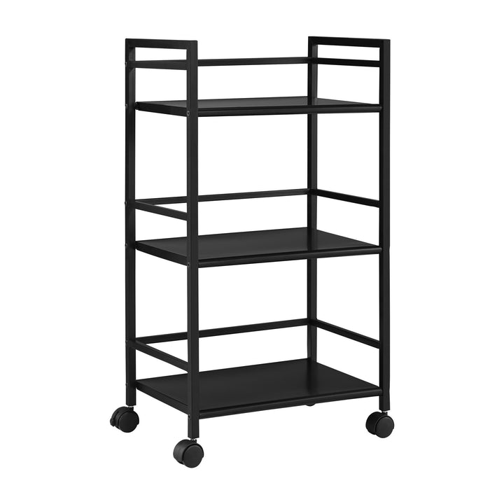 Marshall 3 Shelf Industrial Metal Rolling Utility Cart - Black