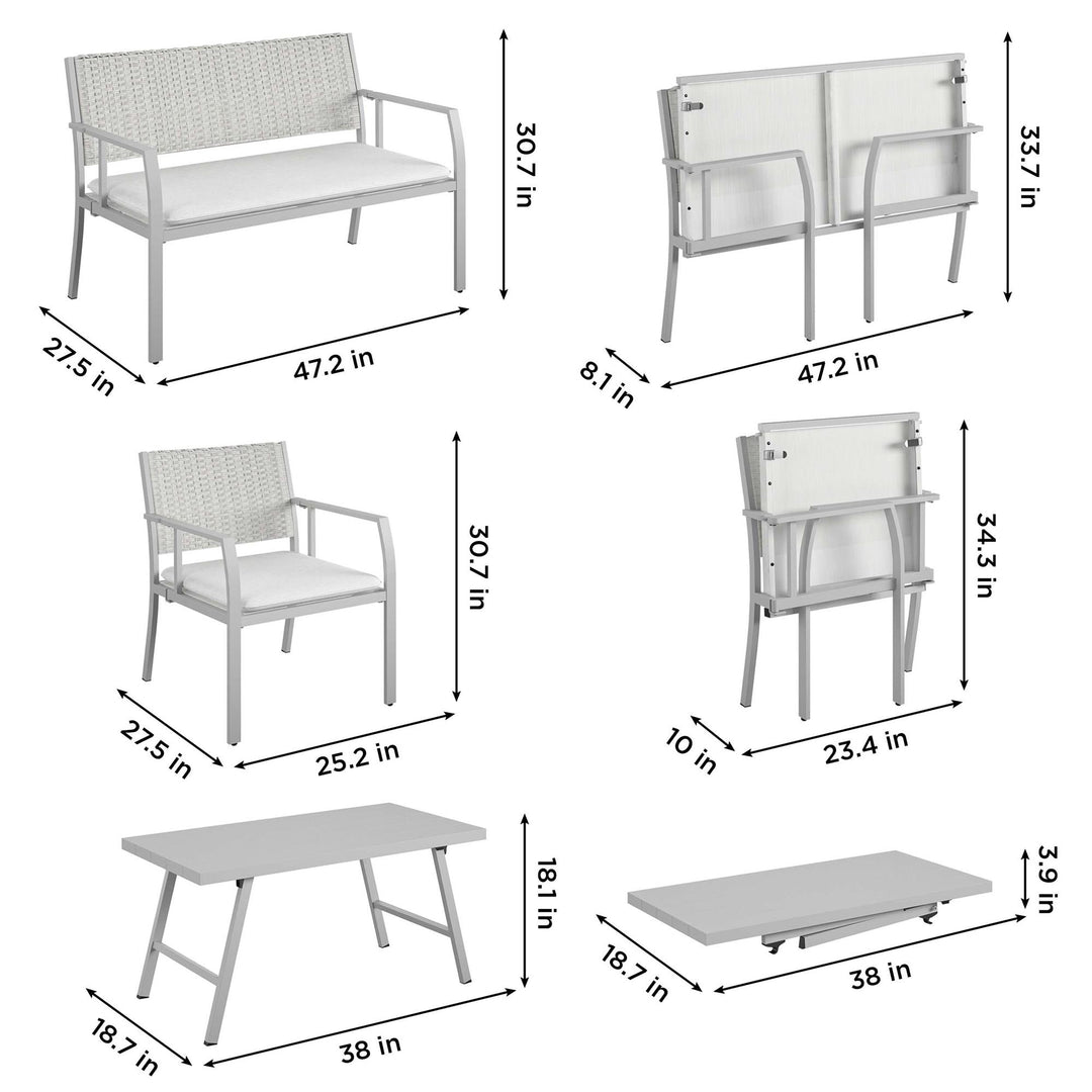COSCO 4-Piece Folding Conversation Set - Light Gray