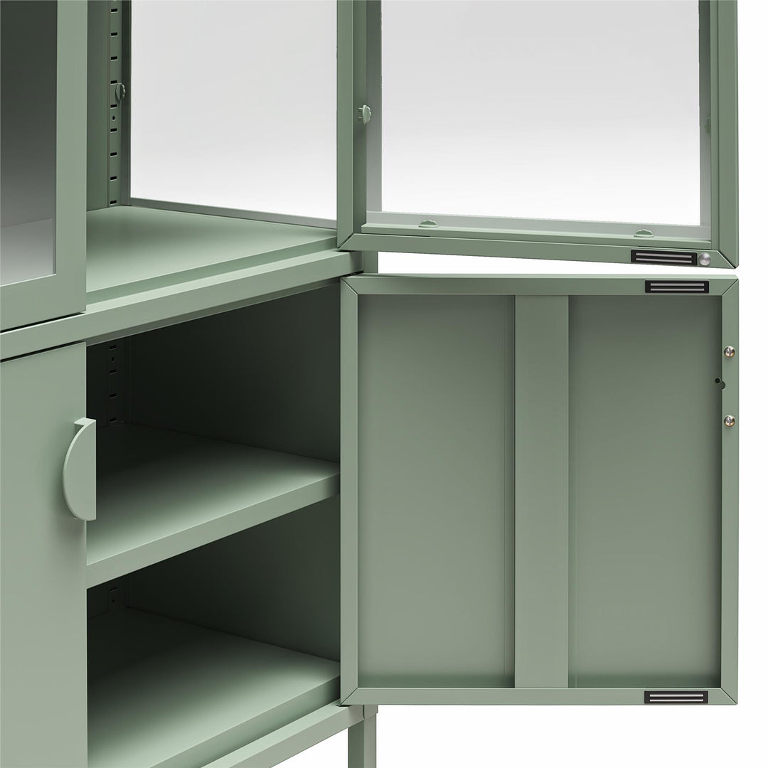 Chloe Tall Metal Display Cabinet with 2 Arched Glass Doors - Pale Green - Tall