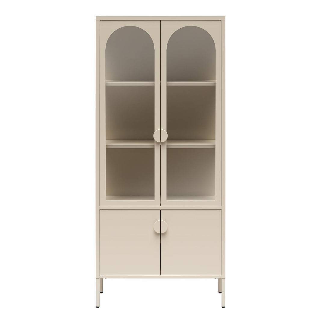Chloe Tall Metal Display Cabinet with 2 Arched Glass Doors - Parchment - Tall