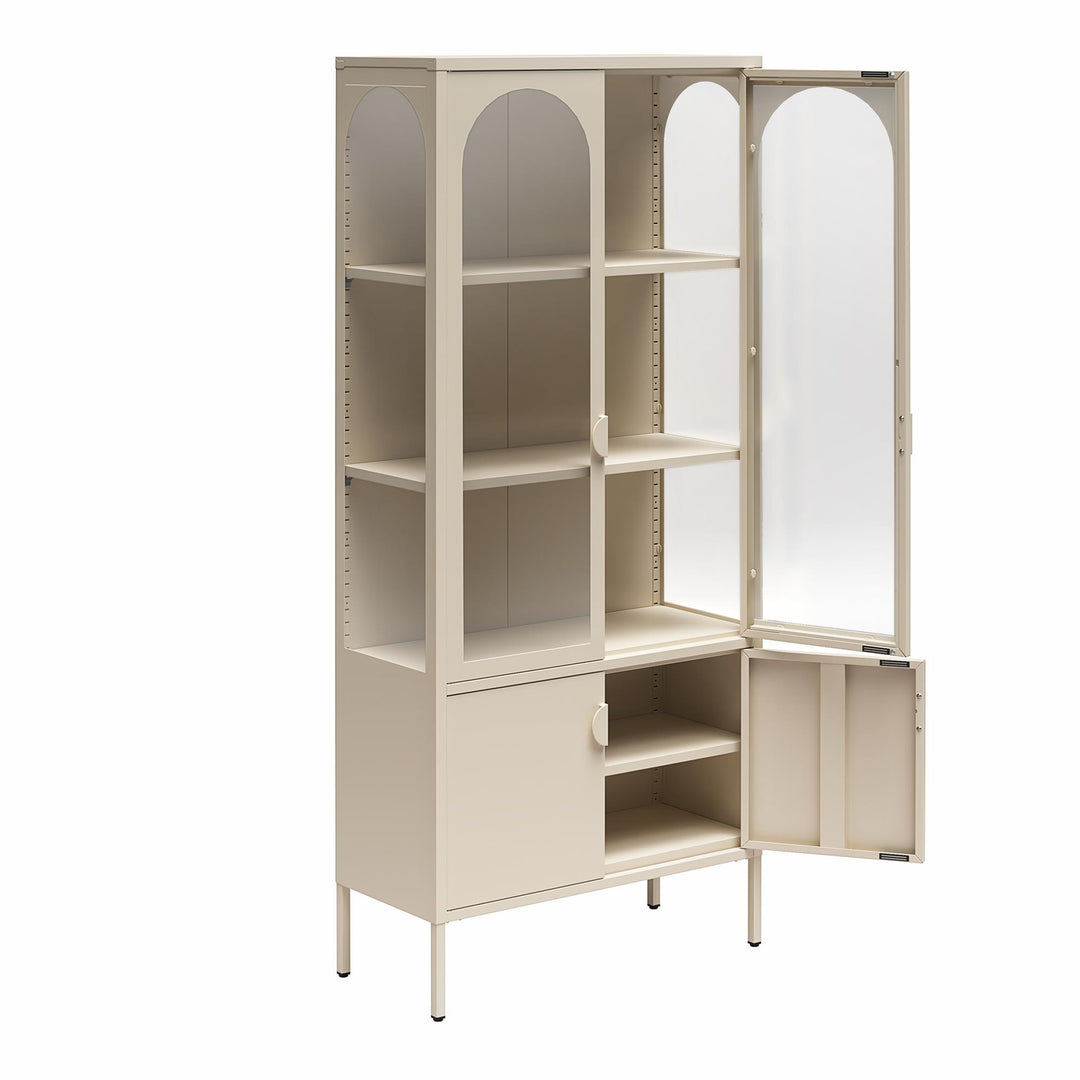 Chloe Tall Metal Display Cabinet with 2 Arched Glass Doors - Parchment - Tall