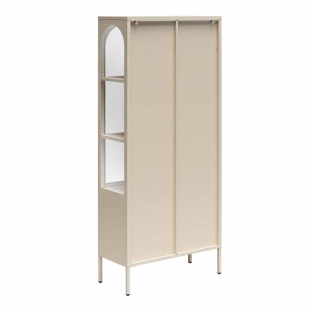 Chloe Tall Metal Display Cabinet with 2 Arched Glass Doors - Parchment - Tall