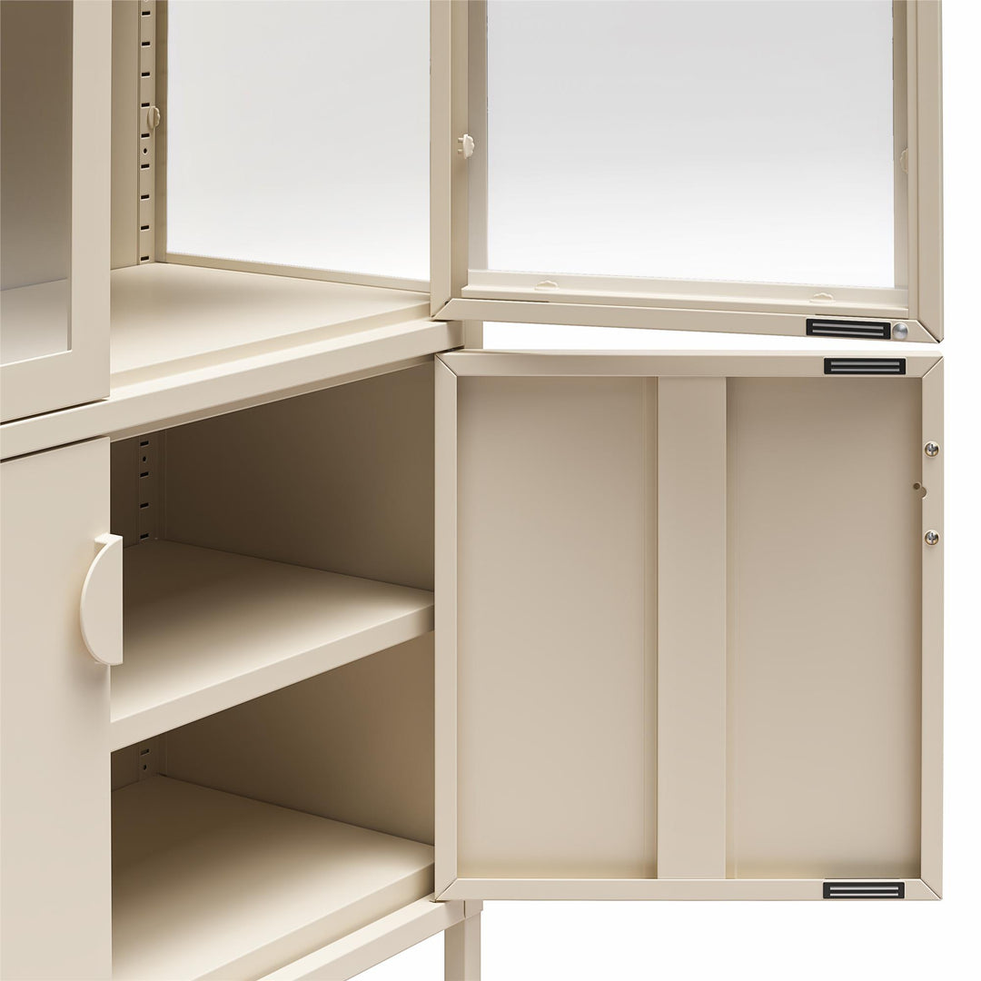Chloe Tall Metal Display Cabinet with 2 Arched Glass Doors - Parchment - Tall