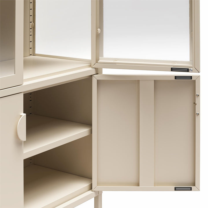 Chloe Tall Metal Display Cabinet with 2 Arched Glass Doors - Parchment - Tall