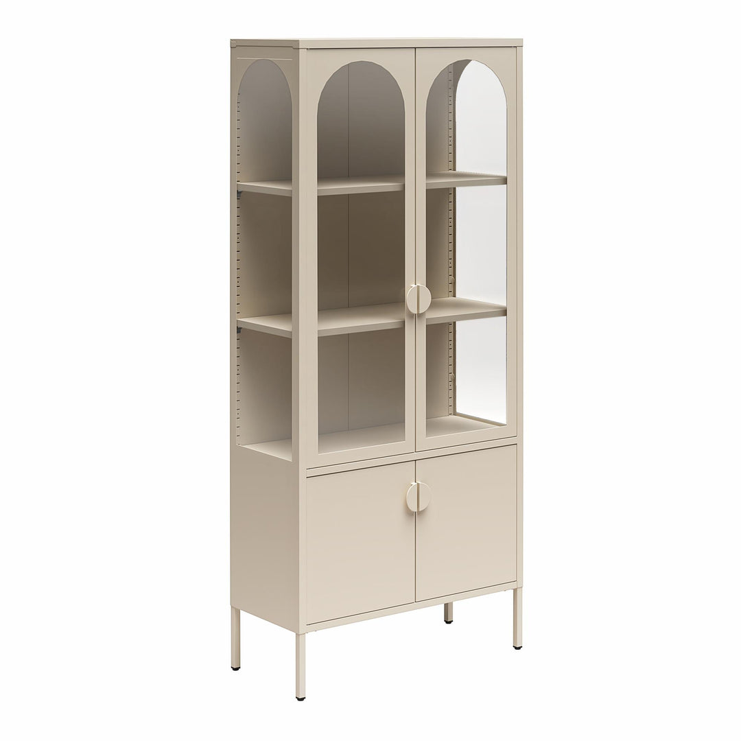 Chloe Tall Metal Display Cabinet with 2 Arched Glass Doors - Parchment - Tall