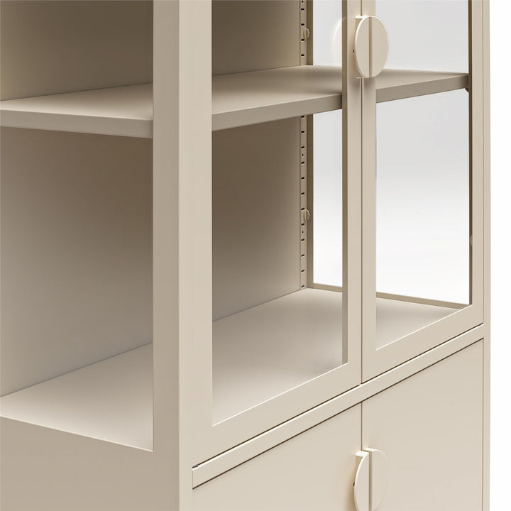 Chloe Tall Metal Display Cabinet with 2 Arched Glass Doors - Parchment - Tall