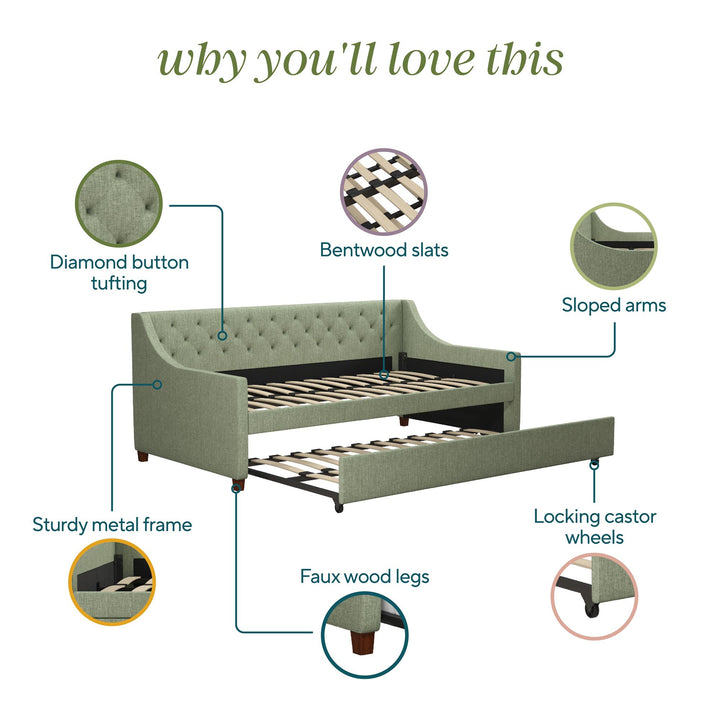 Her Majesty Daybed and Trundle - Green - Twin